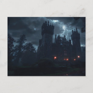 Cartão Postal Castelo assombrado na tempestade noturna