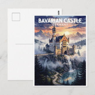 Cartão Postal Castelo Bávaro Alemanha Viagem Antiga