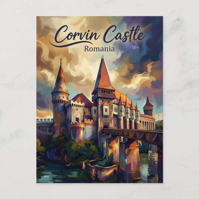 Cartão Postal Castelo Corvin Romênia (Frente)