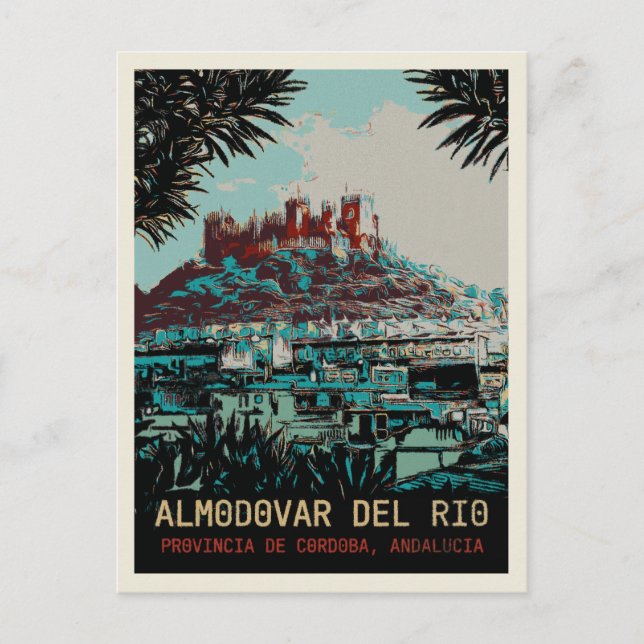 Cartão Postal Castelo da ilustração Almodovar del Rio, Espanha (Frente)