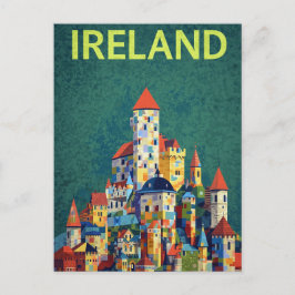 Cartão Postal Castelo da Irlanda Colorido Viagem Retro