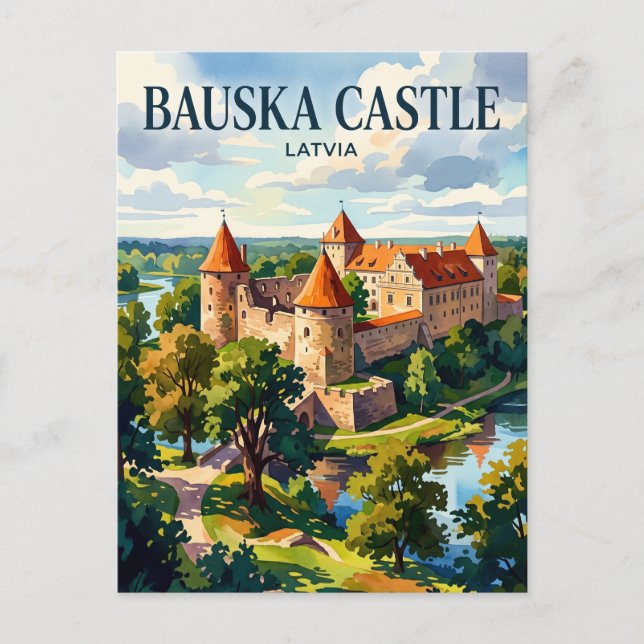 Cartão Postal Castelo de Bauska Letônia (Frente)