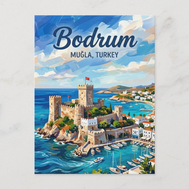 Cartão Postal Castelo de Bodrum, Bodrum, Egeu (Frente)