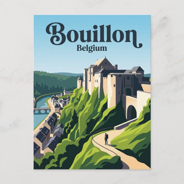 Cartão Postal Castelo de Bouillon Bélgica (Frente)