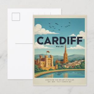 Cartão Postal Castelo de Cardiff Vintage, presentes e lembranças