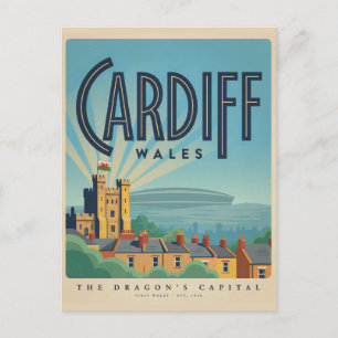 Cartão Postal Castelo de Cardiff Vintage, presentes e lembranças