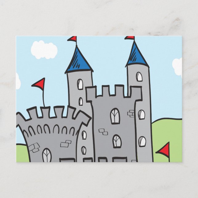Cartão Postal Castelo de Cartoon Cute (Frente)
