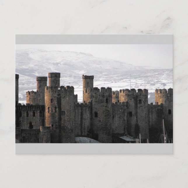 Cartão Postal castelo de conwy na neve (Frente)