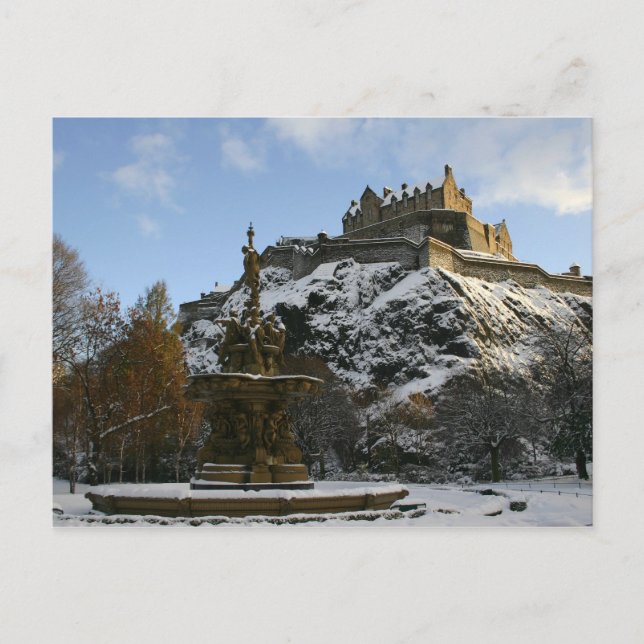 Cartão Postal Castelo de Edimburgo no inverno (Frente)