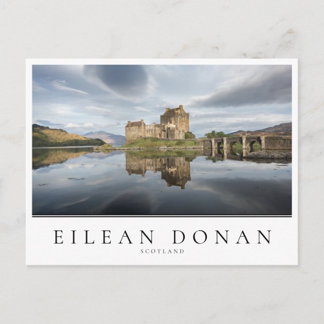 Cartão Postal Castelo de Eilean Donan com reflexo na Escócia (Frente)