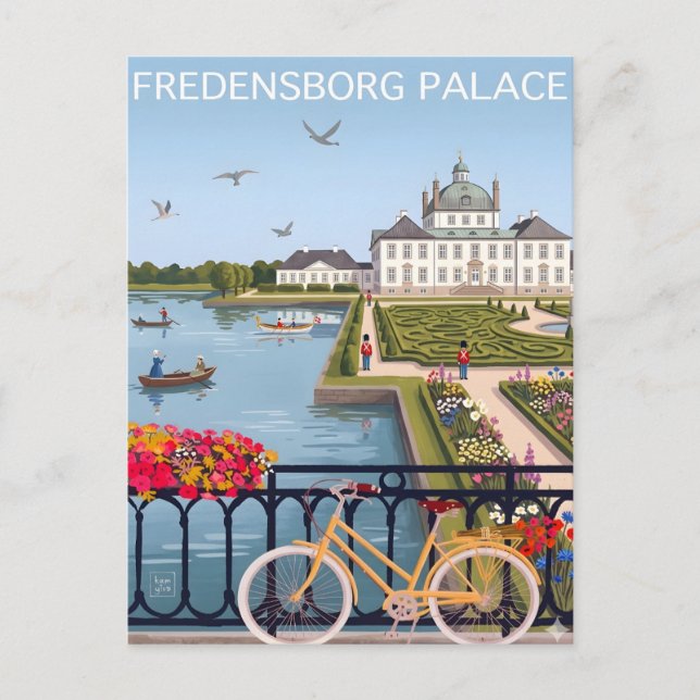 Cartão Postal Castelo de Frederiksborg Dinamarca Majestoso Renas (Frente)