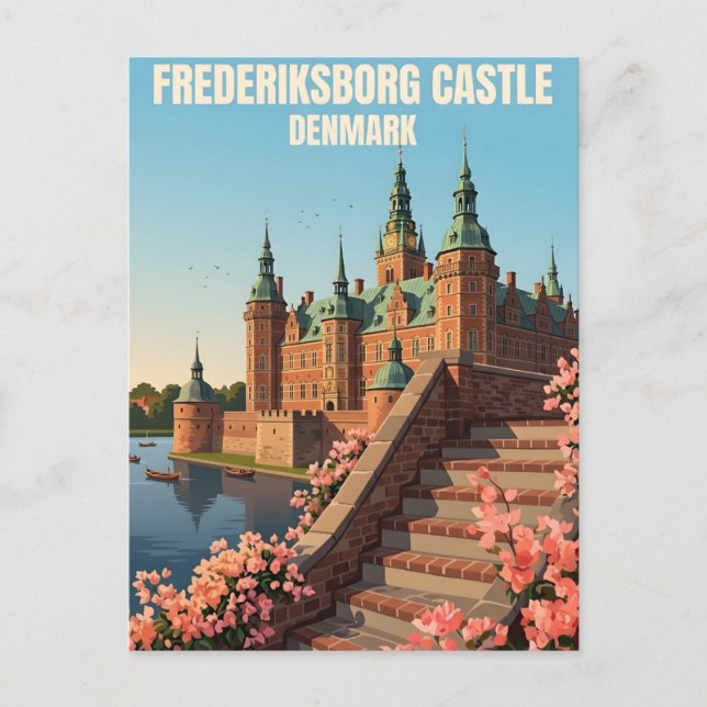 Cartão Postal Castelo de Frederiksborg Dinamarca Renascença Real (Frente)