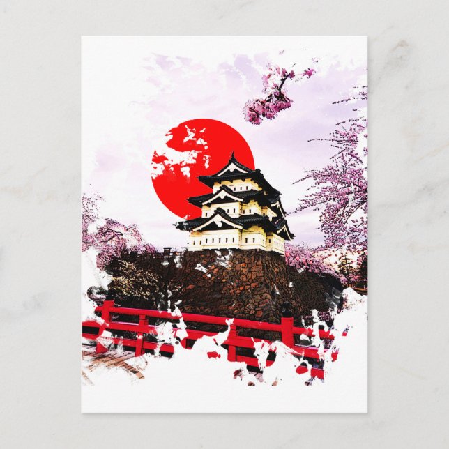 Cartão Postal Castelo de Hirosaki do Japão (Frente)