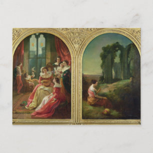 Cartão Postal Castelo de Kenilworth - Passado e Presente, 1854