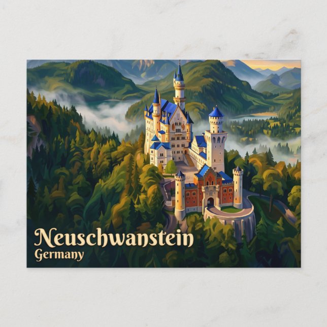 Cartão Postal Castelo de Neuschwanstein Alemanha (Frente)