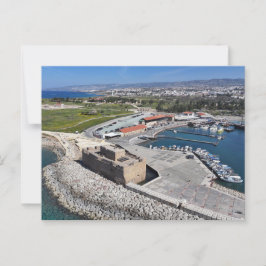 Cartão Postal Castelo de Paphos e Porto com farol