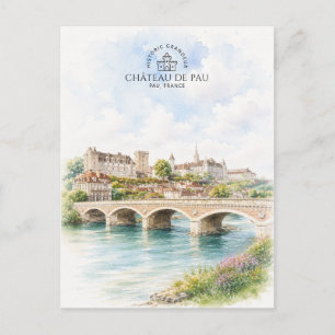 Cartão Postal Castelo de Pau e Ponte – França