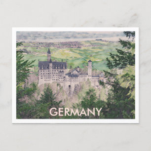 Cartão Postal Castelo de Retro Neuschwanstein na Alemanha