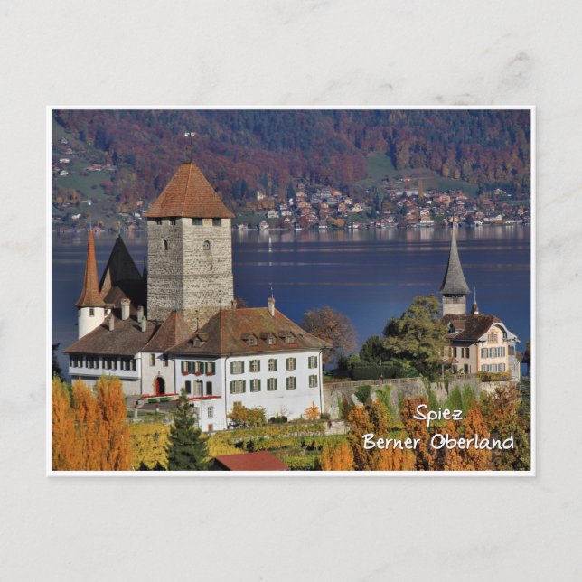 Cartão Postal Castelo de Spiez, Suiça/Schloss Spiez, Schweiz (Frente)