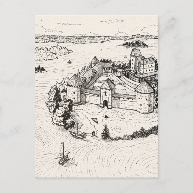 Cartão Postal Castelo de Trakai Island Arquitetura gótica Lituân (Frente)