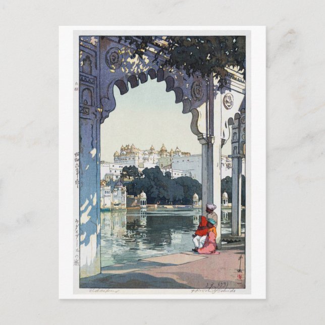 Cartão Postal Castelo de Udaipur, Índia, Hiroshi Yoshida (Frente)