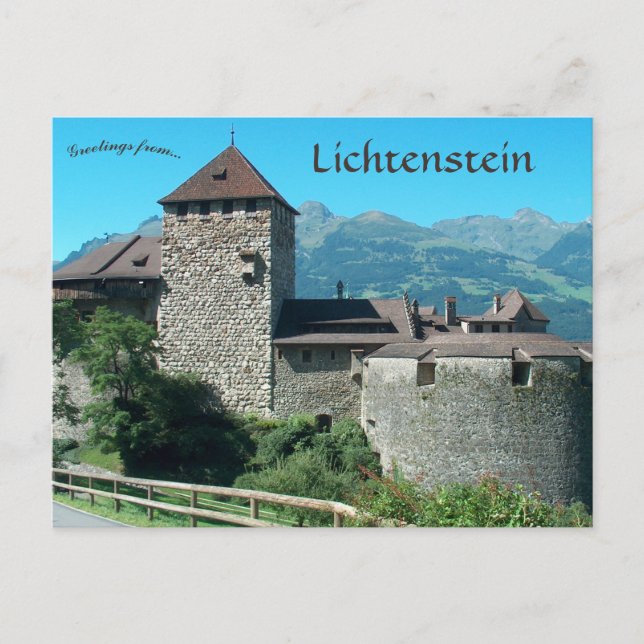 Cartão Postal Castelo de Vaduz em Lichtenstein (Frente)