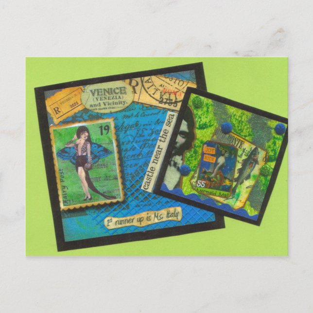 Cartão Postal Castelo de Veneza Perto do Cartaz Marítimo (Frente)