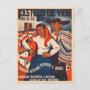 Cartão Postal Castelo de Vide Portugal Poster vintage dos anos 3