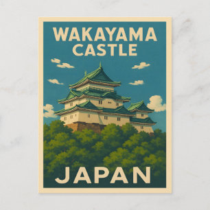 Cartão Postal Castelo de Wakayama, Viagens vintage Retro, Japão