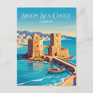 Cartão Postal Castelo do Mar de Sidon Líbano