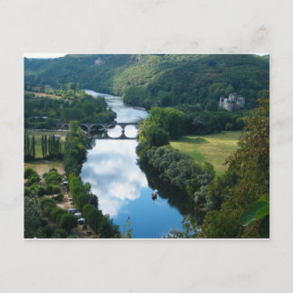 Cartão Postal Castelo Dordogne Rio Barco Ponte Água