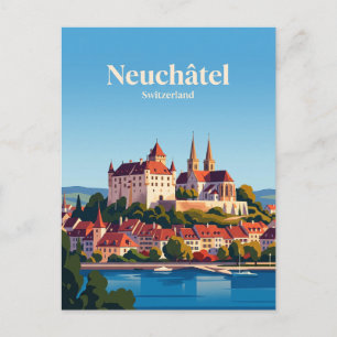 Cartão Postal Castelo e Igreja Colegiada, Neuchâtel
