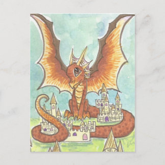 Cartão Postal Castelo Guarda bonitão Dragon Fantasy Art