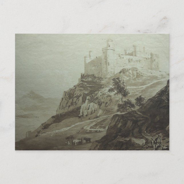 Cartão Postal Castelo Harlech - Paul Sandby - c1800 (Frente)