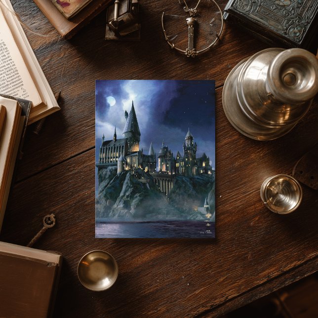 Cartão Postal Castelo Harry Potter | Hogwarts ao Luar (Postcard on simulated table)