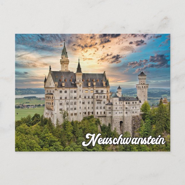 Cartão Postal Castelo histórico de Neuschwanstein, Alemanha (Frente)