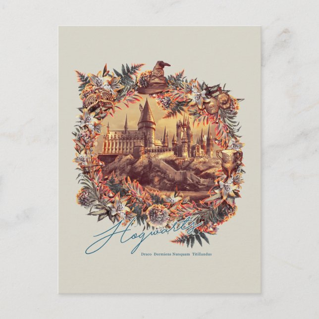 Cartão Postal CASTELO HOGWARTS™ Gráfico Floral (Frente)