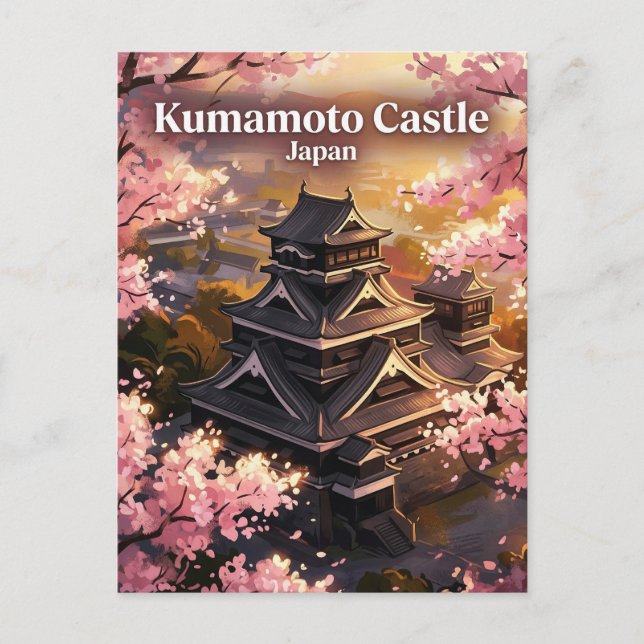 Cartão Postal Castelo Kumamoto Japão (Frente)