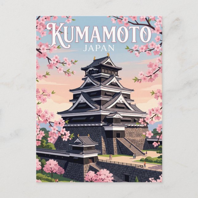 Cartão Postal Castelo Kumamoto Japão (Frente)