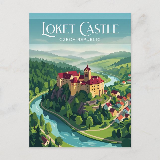 Cartão Postal Castelo Loket República Tcheca (Frente)