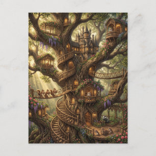 Cartão Postal Castelo Mágico da Casa da Árvore Fantasia