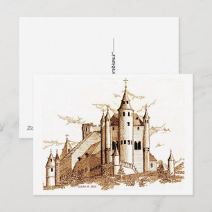 Cartão postal - Castelo na Espanha (sepia)