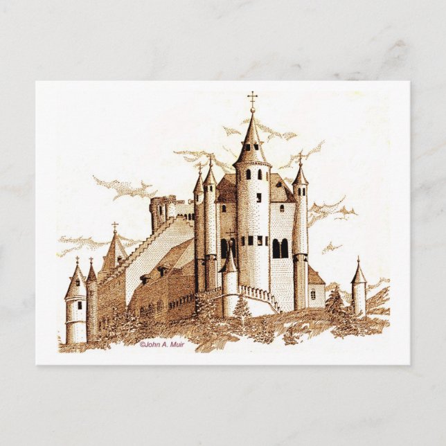 Cartão postal - Castelo na Espanha (sepia) (Frente)
