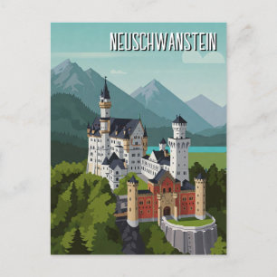 Cartão Postal Castelo Neuschwanstein Alemanha Viagem Abstrato