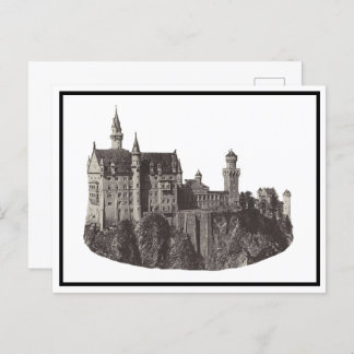 Cartão Postal Castelo Neuschwanstein de Arte Histórica Negra e B