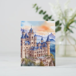 Cartão Postal Castelo renascentista nas montanhas. Tecnologia AI