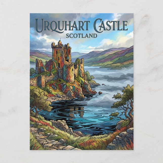 Cartão Postal Castelo Urquhart Escócia (Frente)