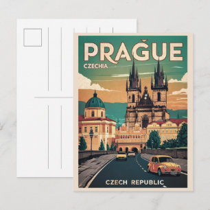 Cartão Postal castelo viagens vintage praga da república checa p