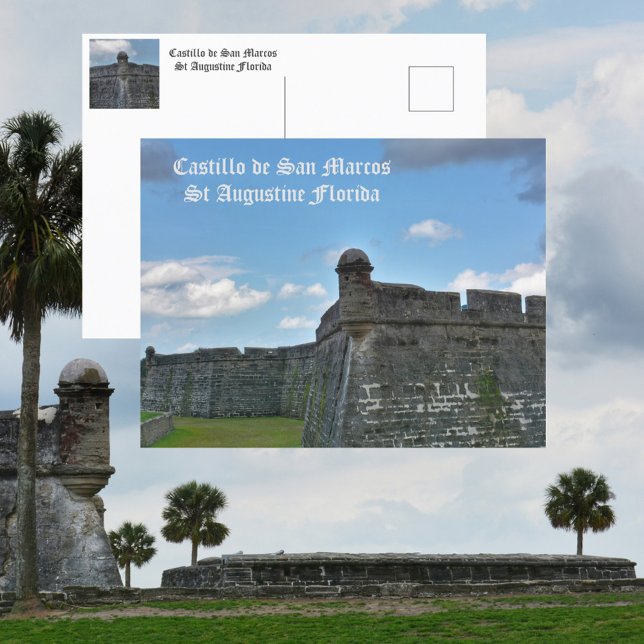 Cartão Postal Castillo de San Marco Rua Augustine FL Fotográfica (Criador carregado)