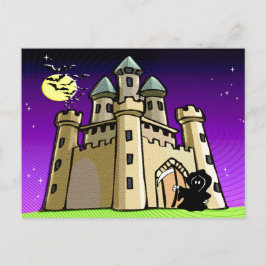 Cartão Postal Castle Bats e Grim Reaper na Porta do Castelo